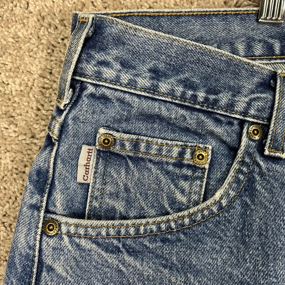 Carhartt Jeans Men 48x30 Medium Wash Denim Straight Leg 5 Pocket Relaxed Fit EUC